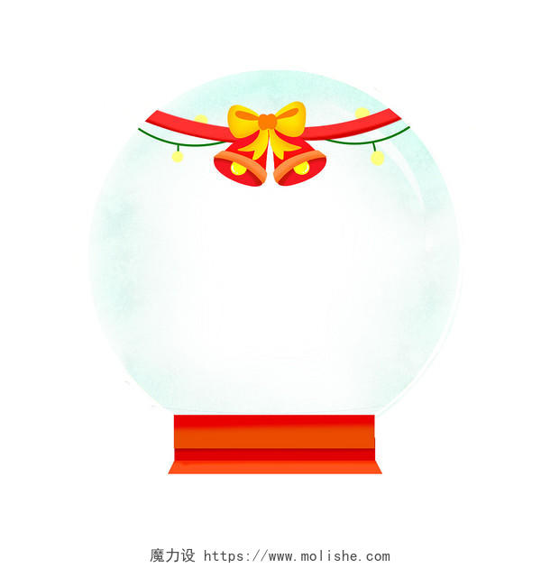 红色手绘卡通圣诞节铃铛水晶球元素PNG素材